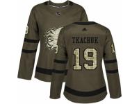 Women Adidas Calgary Flames #19 Matthew Tkachuk Green Salute to Service NHL Jersey