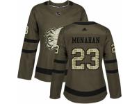 Women Adidas Calgary Flames #23 Sean Monahan Green Salute to Service NHL Jersey