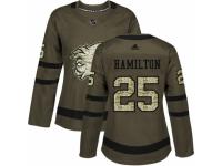 Women Adidas Calgary Flames #25 Freddie Hamilton Green Salute to Service NHL Jersey