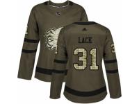 Women Adidas Calgary Flames #31 Eddie Lack Green Salute to Service NHL Jersey