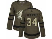 Women Adidas Calgary Flames #34 Miikka Kiprusoff Green Salute to Service NHL Jersey