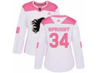 Women Adidas Calgary Flames #34 Miikka Kiprusoff White/Pink Fashion NHL Jersey