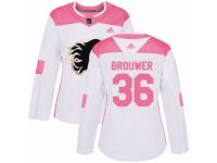 Women Adidas Calgary Flames #36 Troy Brouwer White/Pink Fashion NHL Jersey