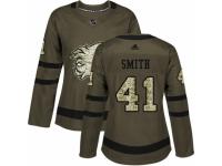 Women Adidas Calgary Flames #41 Mike Smith Green Salute to Service NHL Jersey