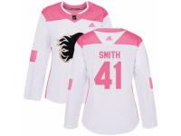 Women Adidas Calgary Flames #41 Mike Smith White/Pink Fashion NHL Jersey