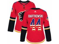 Women Adidas Calgary Flames #44 Matt Bartkowski Red USA Flag Fashion NHL Jersey