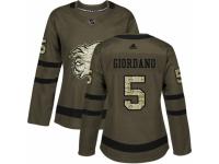 Women Adidas Calgary Flames #5 Mark Giordano Green Salute to Service NHL Jersey