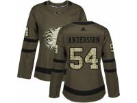 Women Adidas Calgary Flames #54 Rasmus Andersson Green Salute to Service NHL Jersey