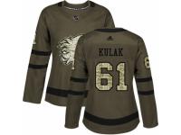 Women Adidas Calgary Flames #61 Brett Kulak Green Salute to Service NHL Jersey