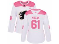 Women Adidas Calgary Flames #61 Brett Kulak White/Pink Fashion NHL Jersey