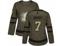 Women Adidas Calgary Flames #7 TJ Brodie Green Salute to Service NHL Jersey