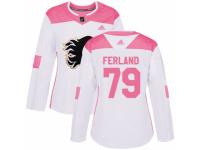 Women Adidas Calgary Flames #79 Michael Ferland White/Pink Fashion NHL Jersey