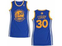 Women Adidas Golden State Warriors #30 Stephen Curry Swingman Blue Dress NBA Jersey