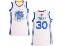 Women Adidas Golden State Warriors #30 Stephen Curry Swingman White Dress NBA Jersey