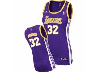 Women Adidas Los Angeles Lakers #32 Magic Johnson Swingman Purple Road NBA Jersey