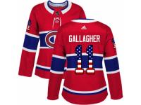 Women Adidas Montreal Canadiens #11 Brendan Gallagher Red USA Flag Fashion NHL Jersey