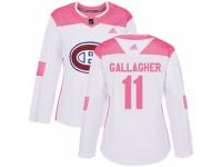 Women Adidas Montreal Canadiens #11 Brendan Gallagher White/Pink Fashion NHL Jersey