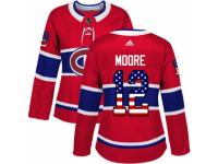 Women Adidas Montreal Canadiens #12 Dickie Moore Red USA Flag Fashion NHL Jersey