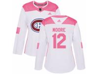 Women Adidas Montreal Canadiens #12 Dickie Moore White/Pink Fashion NHL Jersey