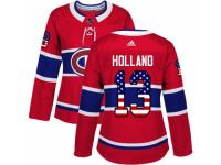 Women Adidas Montreal Canadiens #13 Peter Holland Red USA Flag Fashion NHL Jersey