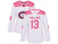 Women Adidas Montreal Canadiens #13 Peter Holland White/Pink Fashion NHL Jersey