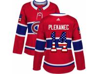 Women Adidas Montreal Canadiens #14 Tomas Plekanec Red USA Flag Fashion NHL Jersey