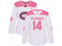 Women Adidas Montreal Canadiens #14 Tomas Plekanec White/Pink Fashion NHL Jersey