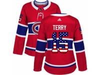 Women Adidas Montreal Canadiens #15 Chris Terry Red USA Flag Fashion NHL Jersey