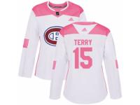 Women Adidas Montreal Canadiens #15 Chris Terry White/Pink Fashion NHL Jersey