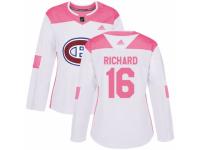 Women Adidas Montreal Canadiens #16 Henri Richard White/Pink Fashion NHL Jersey