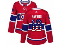 Women Adidas Montreal Canadiens #18 Serge Savard Red USA Flag Fashion NHL Jersey