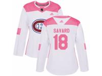 Women Adidas Montreal Canadiens #18 Serge Savard White/Pink Fashion NHL Jersey