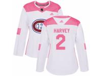 Women Adidas Montreal Canadiens #2 Doug Harvey White/Pink Fashion NHL Jersey