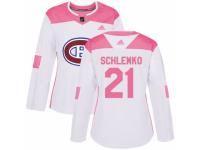 Women Adidas Montreal Canadiens #21 David Schlemko White/Pink Fashion NHL Jersey