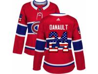 Women Adidas Montreal Canadiens #24 Phillip Danault Red USA Flag Fashion NHL Jersey