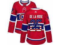 Women Adidas Montreal Canadiens #25 Jacob de la Rose Red USA Flag Fashion NHL Jersey