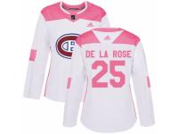 Women Adidas Montreal Canadiens #25 Jacob de la Rose White/Pink Fashion NHL Jersey