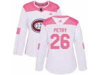 Women Adidas Montreal Canadiens #26 Jeff Petry White/Pink Fashion NHL Jersey