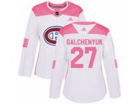 Women Adidas Montreal Canadiens #27 Alex Galchenyuk White/Pink Fashion NHL Jersey