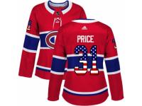 Women Adidas Montreal Canadiens #31 Carey Price Red USA Flag Fashion NHL Jersey