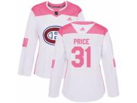 Women Adidas Montreal Canadiens #31 Carey Price White/Pink Fashion NHL Jersey