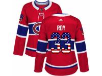 Women Adidas Montreal Canadiens #33 Patrick Roy Red USA Flag Fashion NHL Jersey