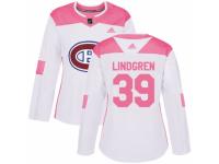 Women Adidas Montreal Canadiens #39 Charlie Lindgren White/Pink Fashion NHL Jersey