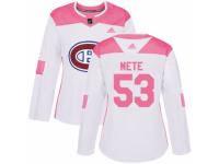 Women Adidas Montreal Canadiens #53 Victor Mete White/Pink Fashion NHL Jersey