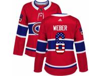 Women Adidas Montreal Canadiens #6 Shea Weber Red USA Flag Fashion NHL Jersey