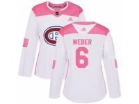 Women Adidas Montreal Canadiens #6 Shea Weber White/Pink Fashion NHL Jersey