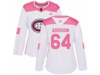 Women Adidas Montreal Canadiens #64 Jeremiah Addison White/Pink Fashion NHL Jersey