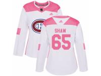 Women Adidas Montreal Canadiens #65 Andrew Shaw White/Pink Fashion NHL Jersey