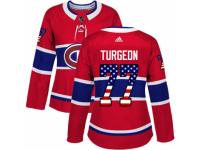 Women Adidas Montreal Canadiens #77 Pierre Turgeon Red USA Flag Fashion NHL Jersey