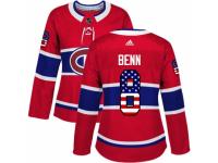 Women Adidas Montreal Canadiens #8 Jordie Benn Red USA Flag Fashion NHL Jersey